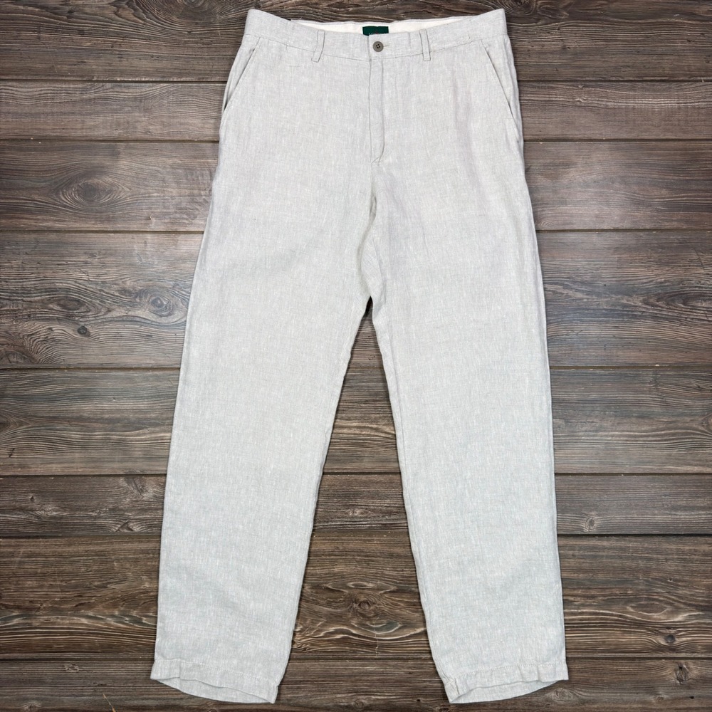 J.Crew Mens 33x34 Linen Classic Fit Trousers Pants Ivory Sand Beige C0454 NWT
